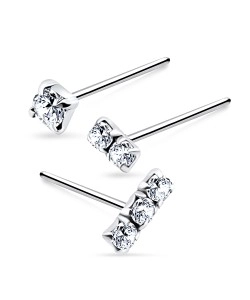 3 Silver Nose Stud Sets NSK-SET-1108